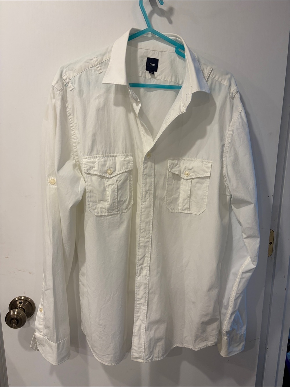 GAP White Men's Casual Button-Down Shirt large long sleeve